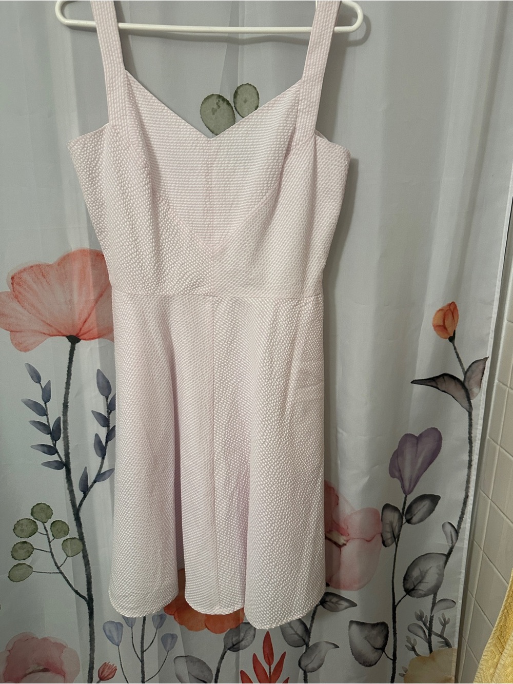 Ann Taylor Petite 10P Light Pink Seersucker Dress